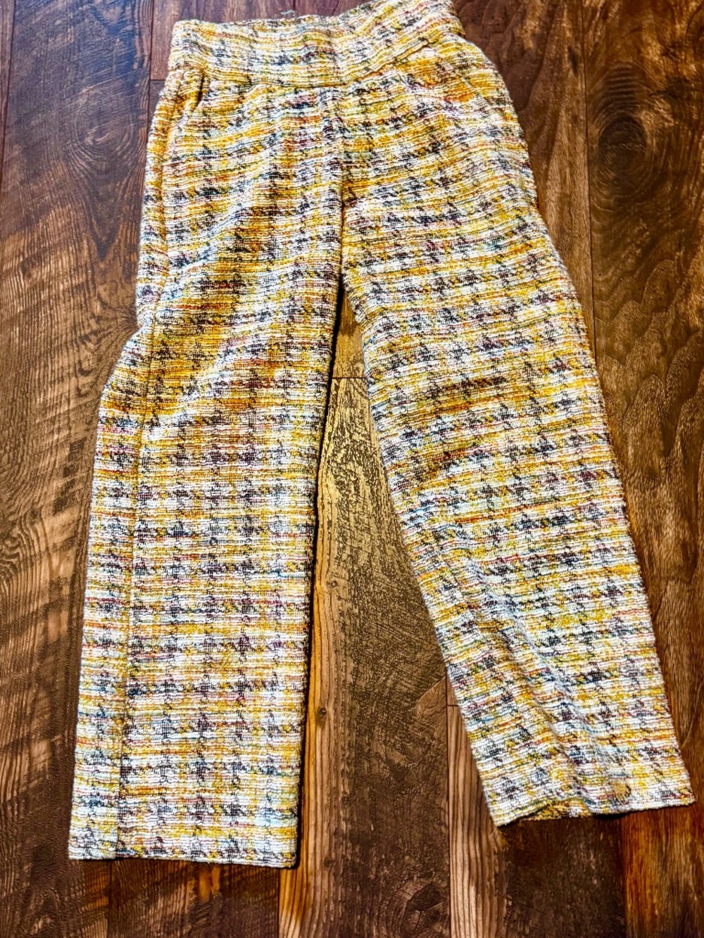 Liverpool Yellow Multicolor  Cropped Tweed Pants